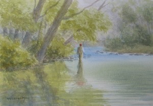 Stalking Spring Trout  9,5x13.5"